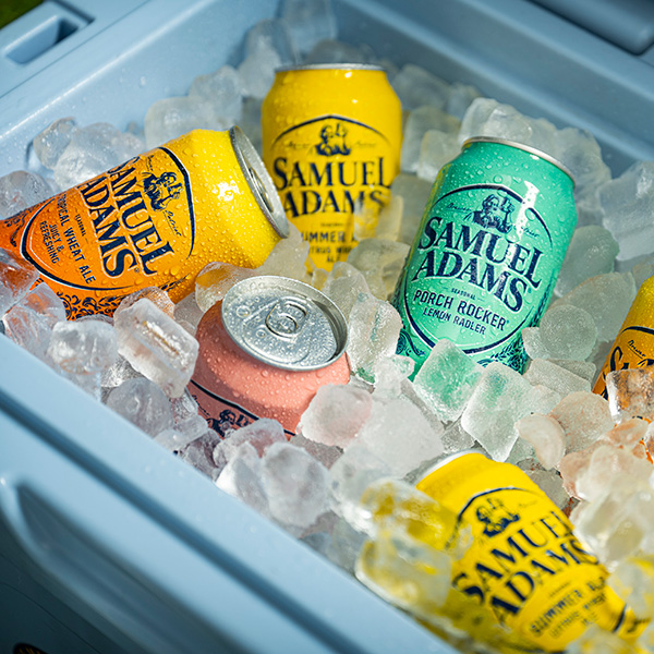 Summer Squeeze Variety Pack cans in cooler of ice